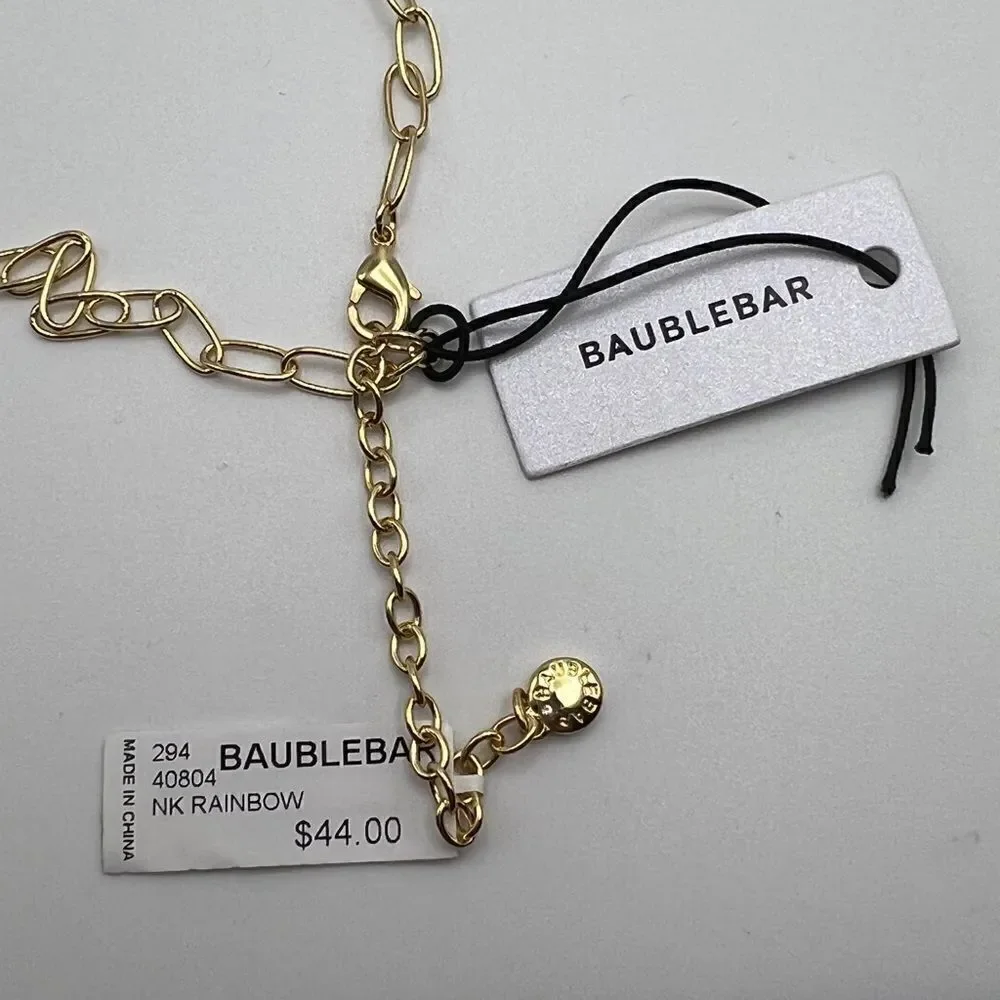 BaubleBar Gold-Plated Small Hera Link Rainbow Pendant Necklace New